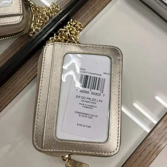 ZIP CARD CASE (COACH CW890) GOLD/LIGHT CHAMPAGNE - Picture 8 of 9